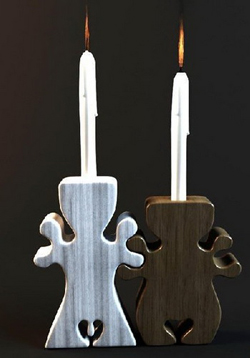 Noir et blanc candlabres de style chinois en bois