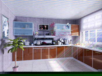 Modle 3D de la cuisine moderne et lumineuse, spacieuse