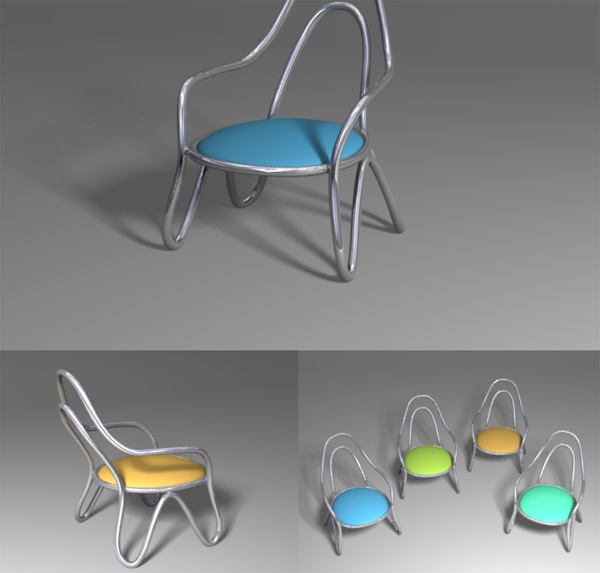Chaise ronde modle de ligne de flux