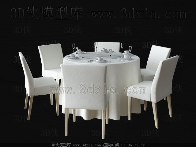 Simple table ronde et des chaises blanches