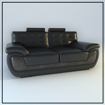 Cuir noir canap-lit double