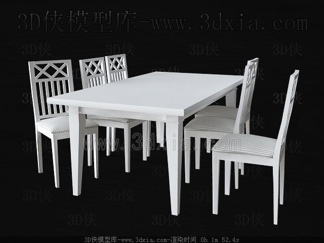 Blanche table carre et chaises