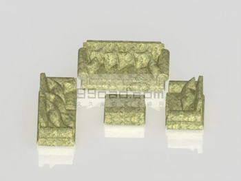 Vert portefeuille en tissu 3D modle complet de canap