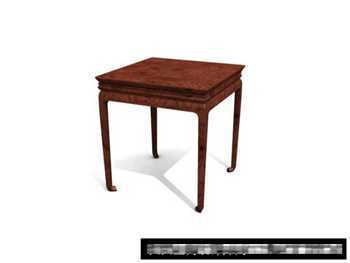 Modle 3D de table carre chinoise en bois