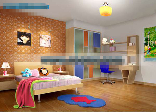 Orange belle chambre pour enfant modle 3D