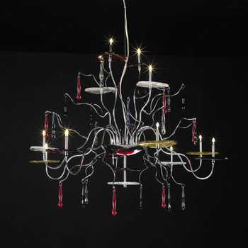 Classique lustre en fer forg cristal rouge
