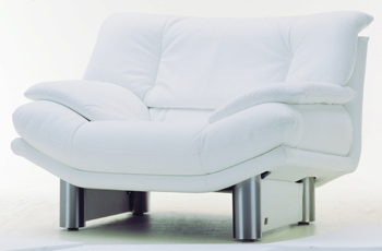 Blanc moderne sofa seul tissu mtal de base