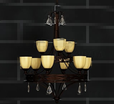 Rtro Lustre armature mtal jaune