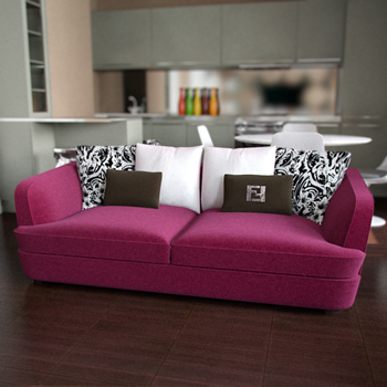 rose rouge sur le modle 3D canap