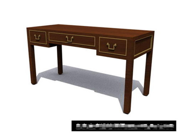 Modle en bois rectangulaire tiroir de bureau 3D