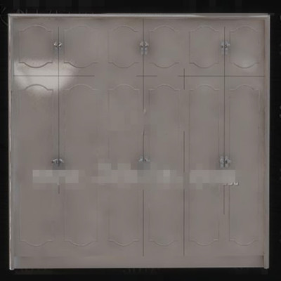 Gris six-portes armoire en bois