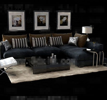 Gris et noir combinaison canap en tissu