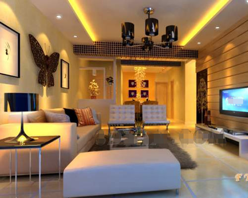 Or salle moderne de vie chaleureux