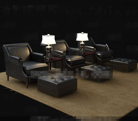 Noir combinaison casual sofa en cuir