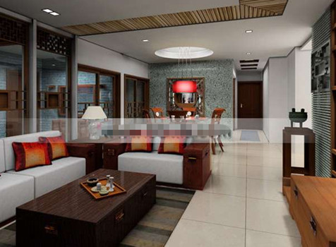Belle salle de sjour de style chinois