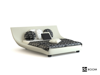 Unique forme de lit double blanc