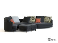 Gris et noir canap combinaison de tissu