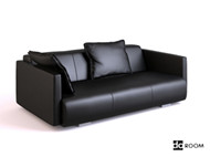 Noir en cuir souple canap trois places