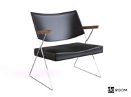 Fauteuil en cuir noir en bois