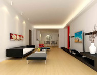 Salon grand espace long et troit