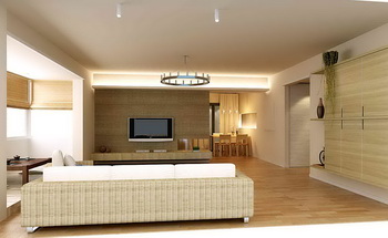 De style chinois salon spacieux en bois