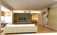 De style chinois salon spacieux en bois