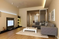 Moderne petit salon espace chaleureux