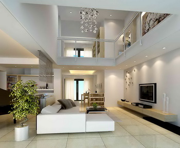Duplex salle lumineuse blanche vivant