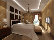 Pale chambre jaune confortable