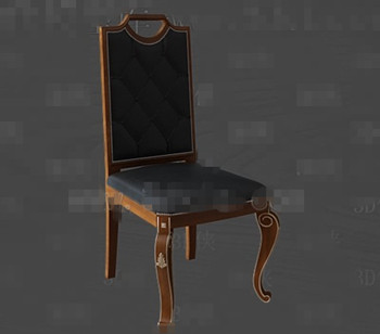 Cuir noir exquis chaise en bois