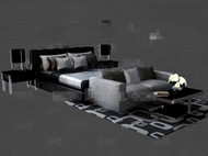 Lit de mode noir et gris  double