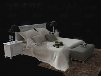 Moderne et simple lit double blanc