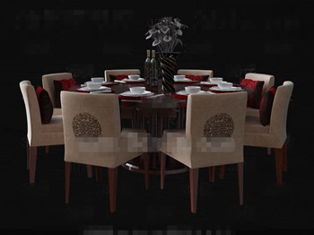 De style chinois table en bois  manger ronde