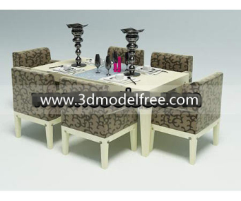 Simple table en bois et chaises combins