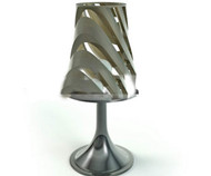 Lampe de table relief mtal argent