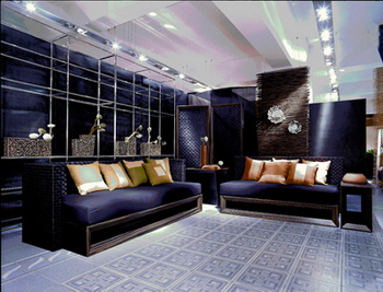 Fonc canap en tissu bleu doux