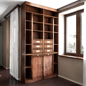 Pratique modle en bois 3D Bookshelf