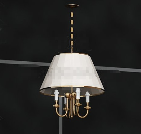 Lustre abat-jour blanc or