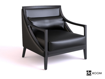 Canap en cuir noir Fauteuil modle 3D