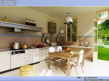 Lumineux restaurant de cuisine modle 3D