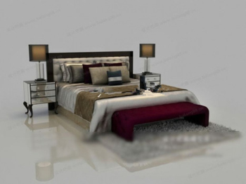 Doubles modles 3d de lit de style classique