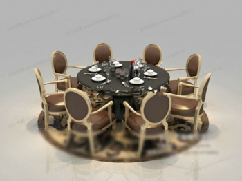 Table ronde modle rond 3d chaise