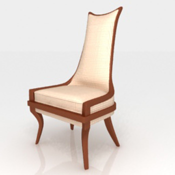 Haut dos en bois modle 3D chaise