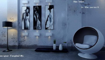 Modle de salon minimaliste de couleur froide