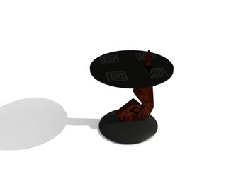 Table basse en bois rouge classique ronde