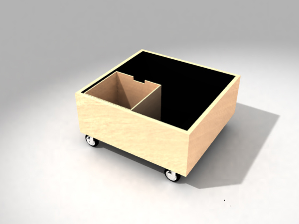 Table basse en bois chinois avec roues