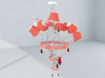Lustre pendentif en cristal rose de style europen