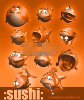 Modles 3D de poissons de bande dessine