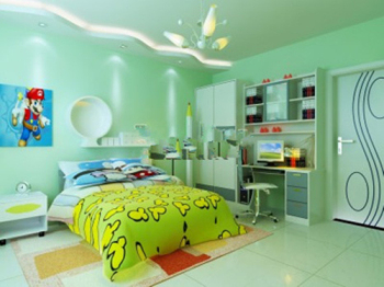 La chambre de Bright green line enfants