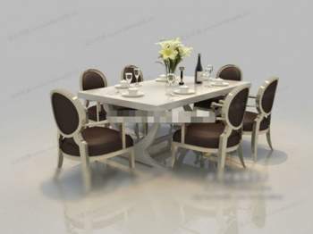 Modle 3d de tables et de chaises de style europen
